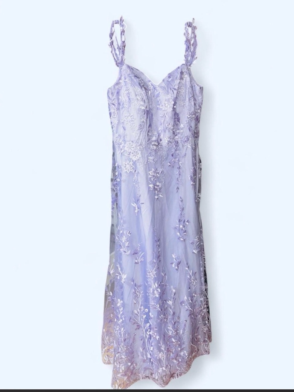 JJs House Lavender Floral Maxi Dress with Spaghetti Straps